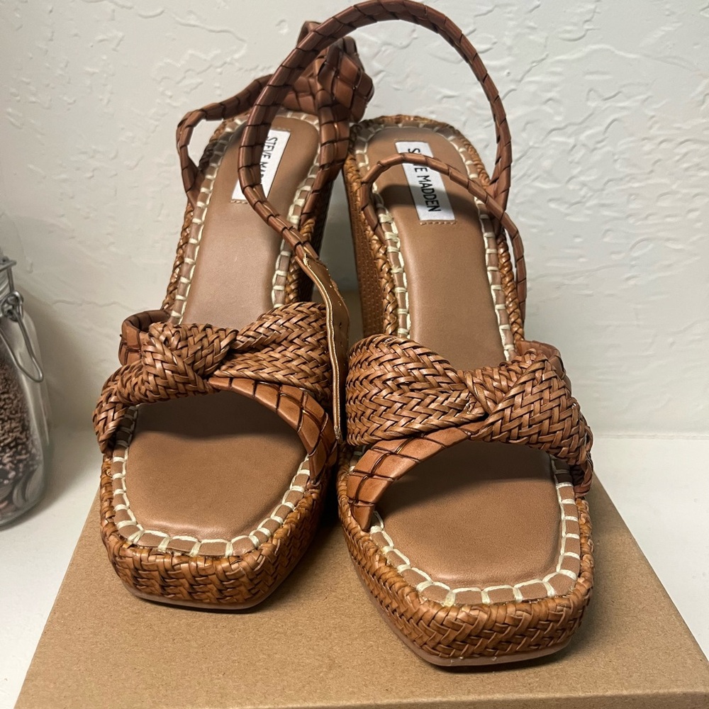 Steve Madden Tan Braided Wedge Sandals